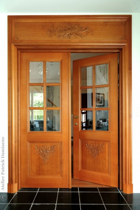 Double porte intérieure | Double porte intérieure en bois sculpté