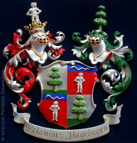 Les armoiries de la famille ROLANDUS-HAGEDOORN aux couleurs héraldiques